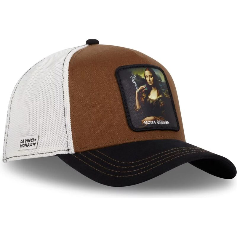 trucker-kasket-brun-mona-lisa-art-mona-mona-gringa-famous-fra-capslab