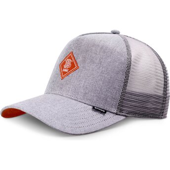 Grå trucker-kasket med rødt logo HFT OxfordContra fra Djinns