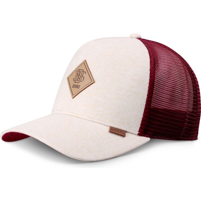 beige-og-rod-trucker-kasket-hft-colourmelange-fra-djinns