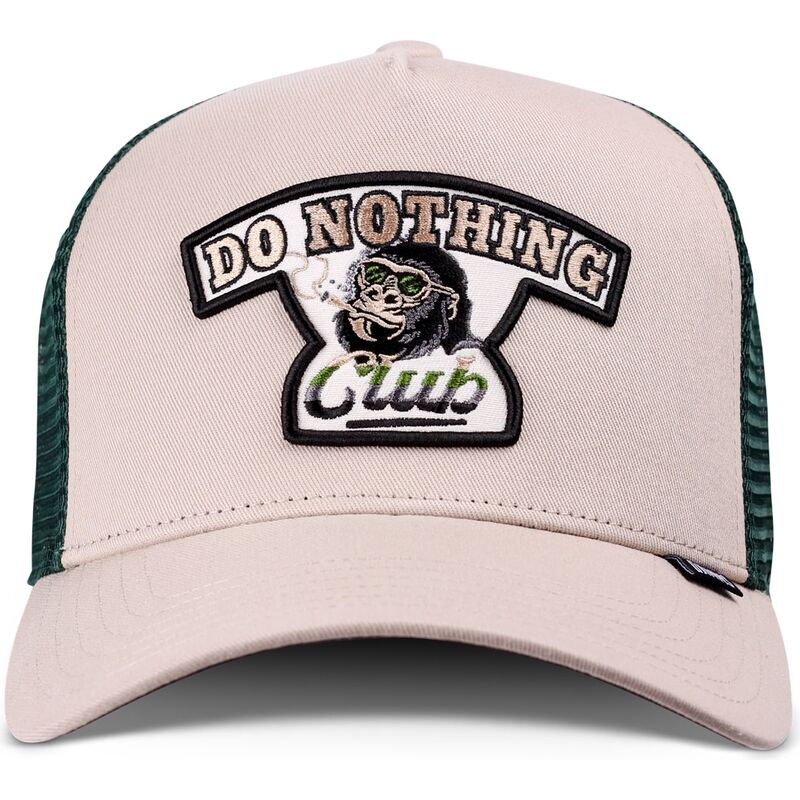 trucker-kasket-khaki-og-gron-hft-do-nothing-club-gorilla-fra-djinns