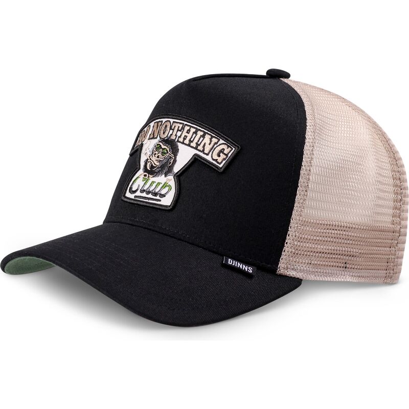trucker-kasket-sort-og-beige-hft-do-nothing-club-gorilla-fra-djinns