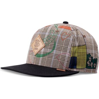 Grå og sort flat cap snapback Crinklecheck fra Djinns