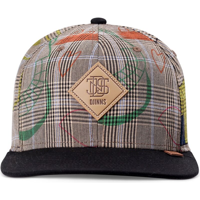 gra-og-sort-flat-cap-snapback-crinklecheck-fra-djinns