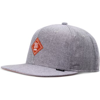 Grå flat snapback-kasket med rødt OxfordContra-logo fra Djinns