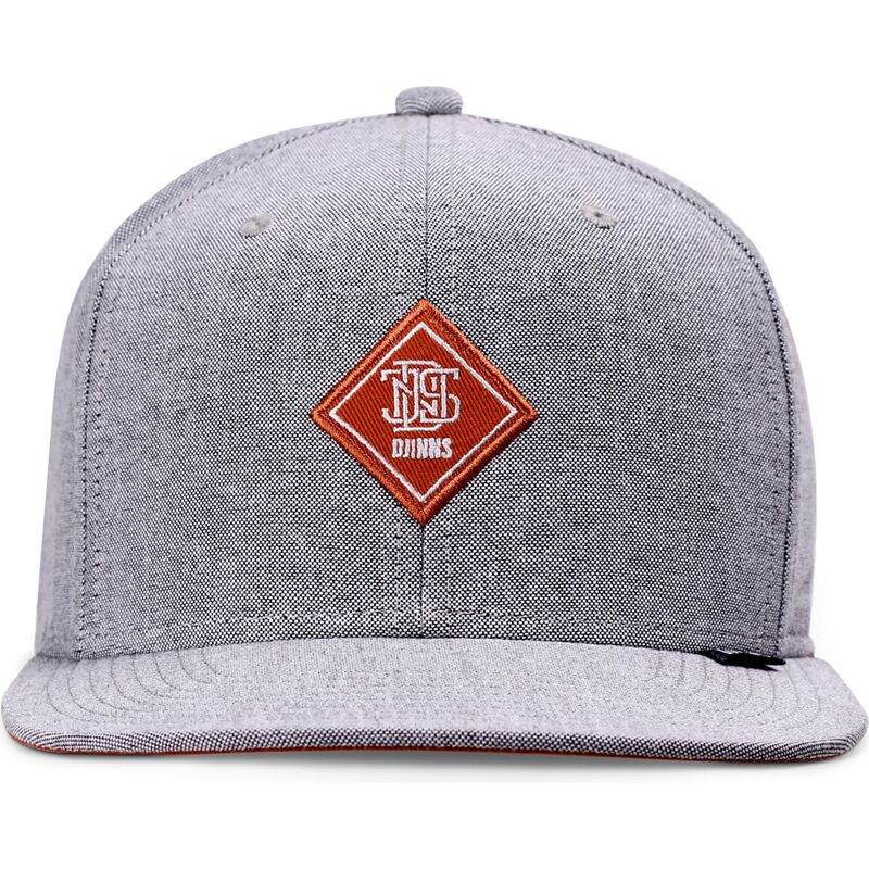 gra-flat-snapback-kasket-med-rodt-oxfordcontra-logo-fra-djinns