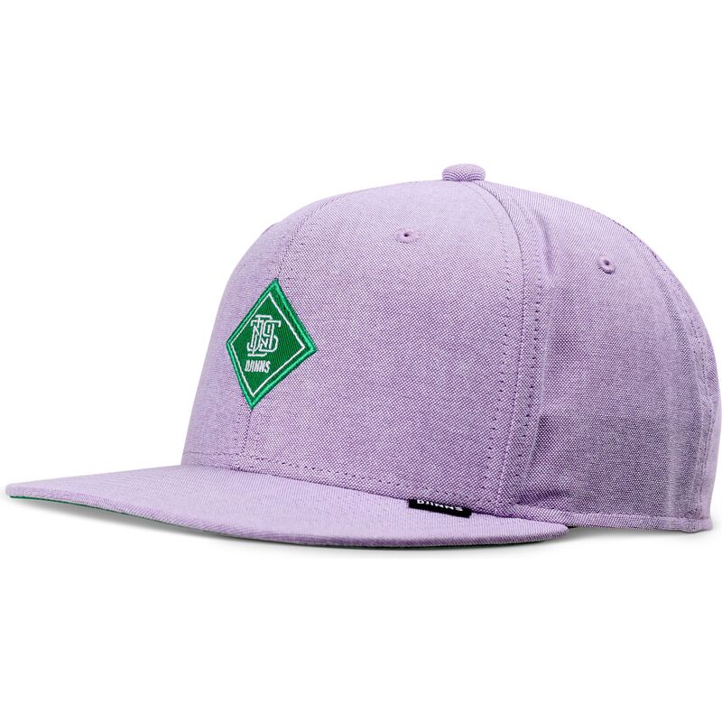 flad-violet-snapback-kasket-med-gront-oxfordcontra-logo-fra-djinns