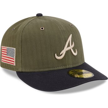 Grøn buet kasket justerbar 59FIFTY Pre-Curved American Herringbone fra Atlanta Braves MLB fra New Era