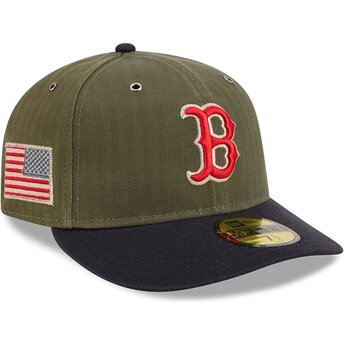 Grøn buet kasket justerbar 59FIFTY Pre-Curved American Herringbone fra Boston Red Sox MLB fra New Era