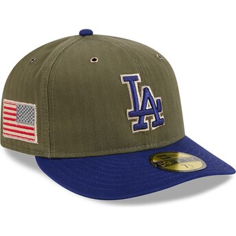 Grøn buet kasket justerbar 59FIFTY Pre-Curved American Herringbone fra Los Angeles Dodgers MLB fra New Era