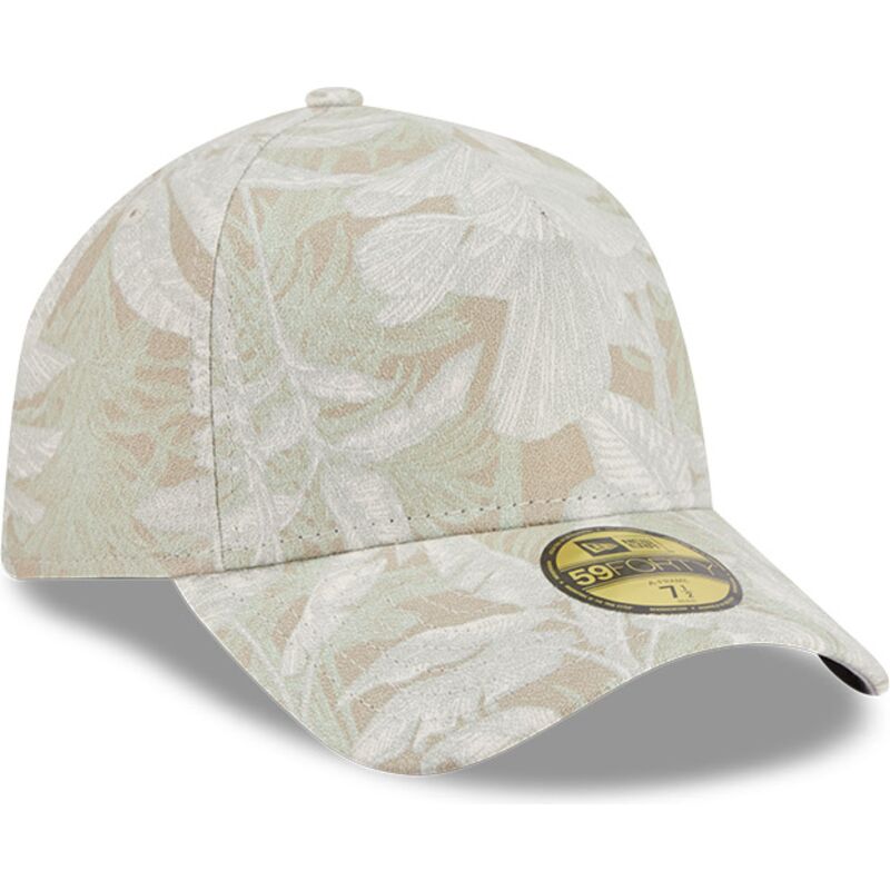buet-beige-justerbar-kasket-59forty-a-frame-leafy-palm-fra-new-era