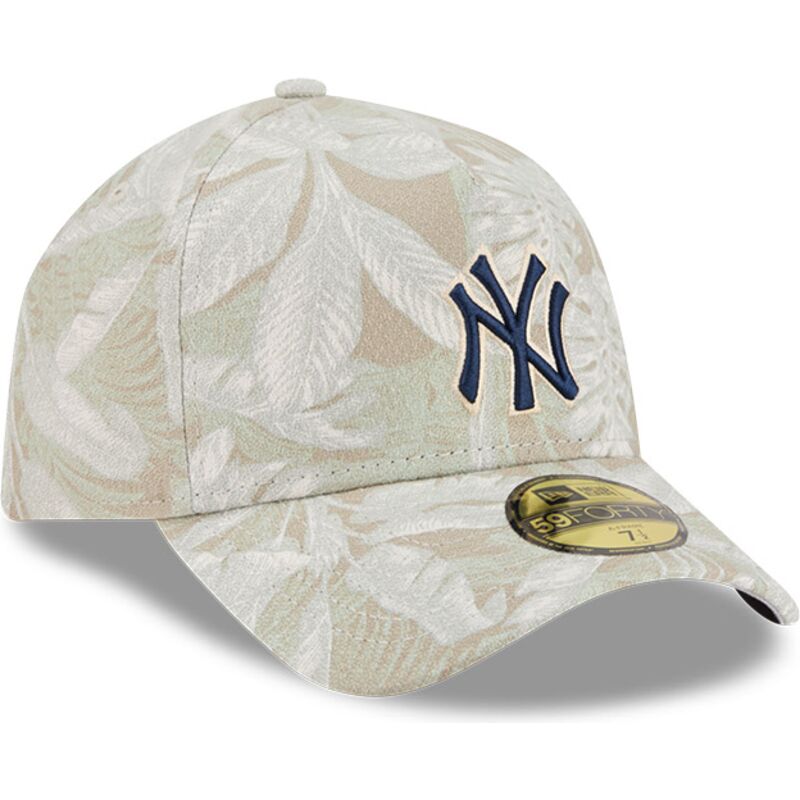 buet-beige-justeret-59forty-a-frame-leafy-palm-kasket-fra-new-york-yankees-mlb-fra-new-era
