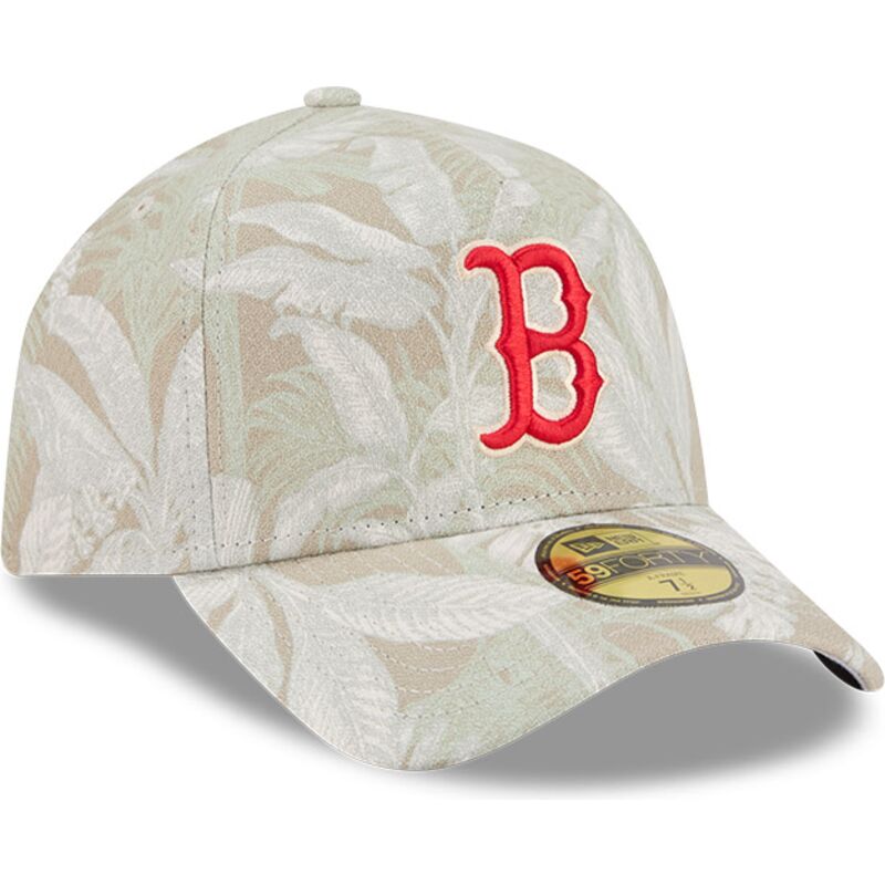 buet-beige-justeret-59forty-a-frame-leafy-palm-kasket-fra-boston-red-sox-mlb-fra-new-era