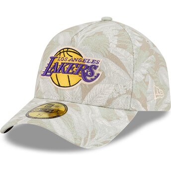 Buet beige justerbar kasket 59FORTY A Frame Leafy Palm fra Los Angeles Lakers NBA fra New Era