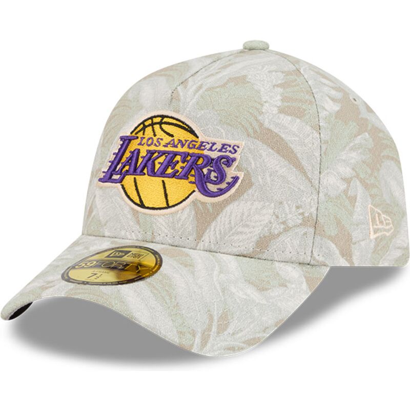 buet-beige-justerbar-kasket-59forty-a-frame-leafy-palm-fra-los-angeles-lakers-nba-fra-new-era