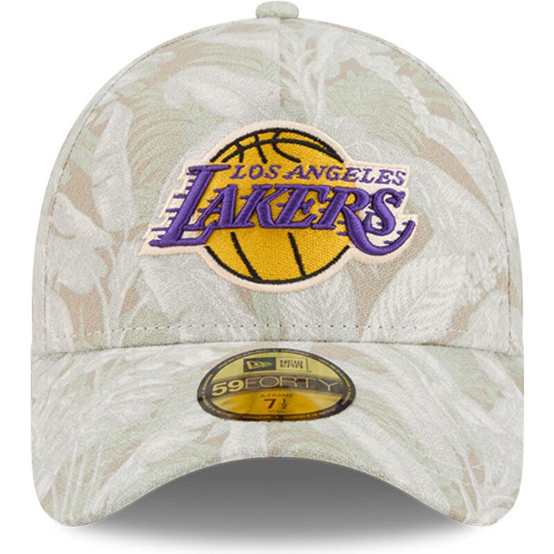 buet-beige-justerbar-kasket-59forty-a-frame-leafy-palm-fra-los-angeles-lakers-nba-fra-new-era