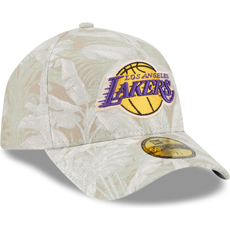 buet-beige-justerbar-kasket-59forty-a-frame-leafy-palm-fra-los-angeles-lakers-nba-fra-new-era