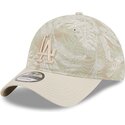 buet-beige-justerbar-9twenty-leafy-palm-kasket-fra-los-angeles-dodgers-mlb-fra-new-era