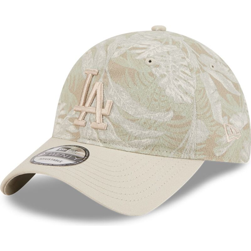 buet-beige-justerbar-9twenty-leafy-palm-kasket-fra-los-angeles-dodgers-mlb-fra-new-era