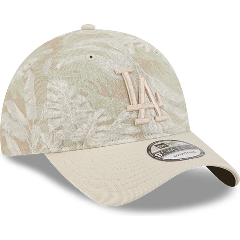 buet-beige-justerbar-9twenty-leafy-palm-kasket-fra-los-angeles-dodgers-mlb-fra-new-era