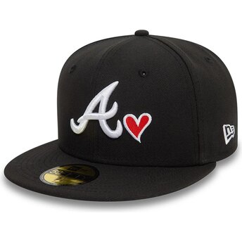 Sort fitted 59FIFTY Heart Icon flad kasket fra Atlanta Braves MLB af New Era
