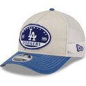 beige-og-bla-trucker-kasket-9forty-m-crown-a-frame-fray-fra-los-angeles-dodgers-mlb-fra-new-era