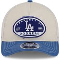 beige-og-bla-trucker-kasket-9forty-m-crown-a-frame-fray-fra-los-angeles-dodgers-mlb-fra-new-era