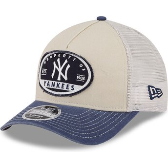 Beige og marineblå trucker-kasket 9FORTY M-Crown A Frame Fray fra New York Yankees MLB fra New Era