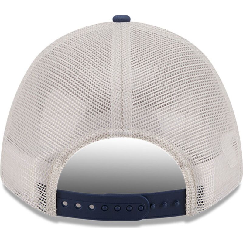 beige-og-marinebla-trucker-kasket-9forty-m-crown-a-frame-fray-fra-new-york-yankees-mlb-fra-new-era