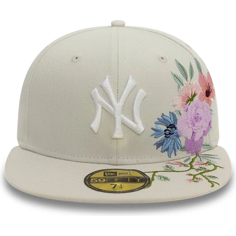 flad-beige-kasket-justerbar-59fifty-floral-fra-new-york-yankees-mlb-fra-new-era