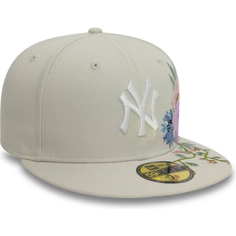 flad-beige-kasket-justerbar-59fifty-floral-fra-new-york-yankees-mlb-fra-new-era