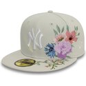 flad-beige-kasket-justerbar-59fifty-floral-fra-new-york-yankees-mlb-fra-new-era