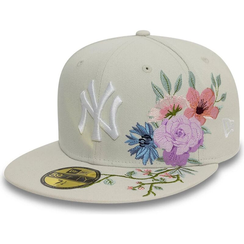 flad-beige-kasket-justerbar-59fifty-floral-fra-new-york-yankees-mlb-fra-new-era