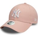 lyserod-justerbar-buet-kasket-til-kvinder-9forty-colour-essential-fra-new-york-yankees-mlb-fra-new-era