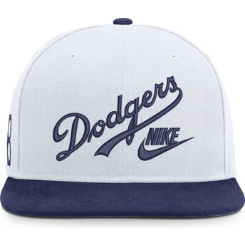 Hvid og blå flat cap snapback Cooperstown Dri-Fit Pro Structured Square Bill fra Los Angeles Dodgers MLB fra Nike
