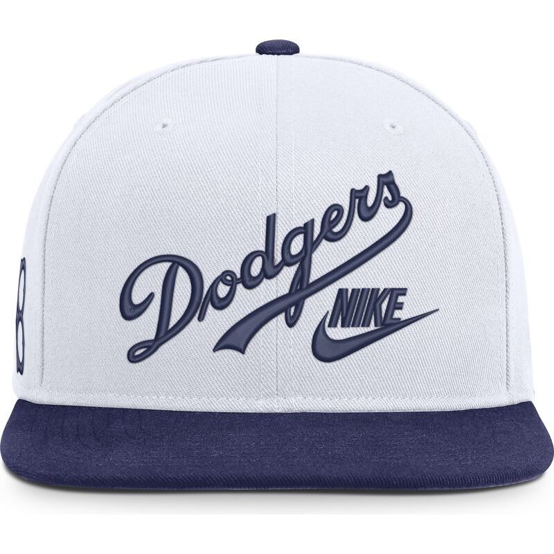 hvid-og-bla-flat-cap-snapback-cooperstown-dri-fit-pro-structured-square-bill-fra-los-angeles-dodgers-mlb-fra-nike