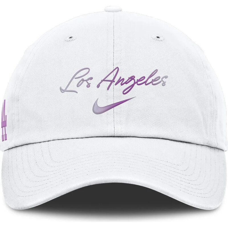 hvid-justerbar-buet-kasket-mothers-day-club-unstructured-organic-cotton-fra-los-angeles-dodgers-mlb-fra-nike