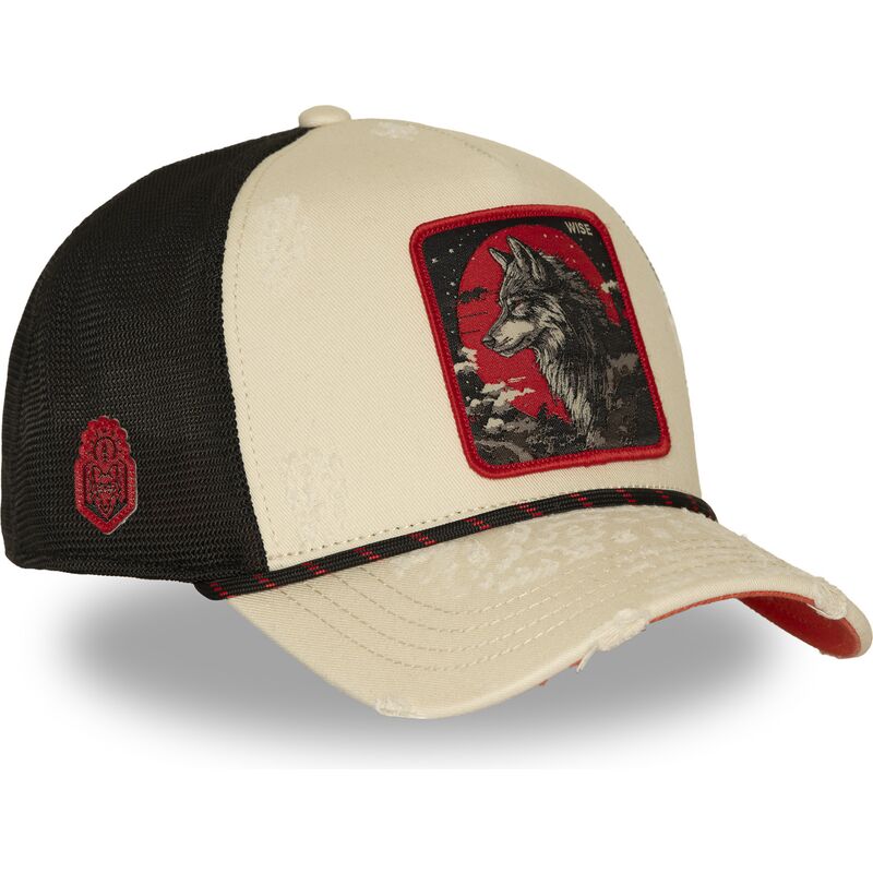 beige-og-sort-trucker-kasket-ulv-wise-bea3-wisb-beasts-fra-capslab