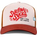 kasketter-buet-brun-snapback-surfing-sucks-af-coastal