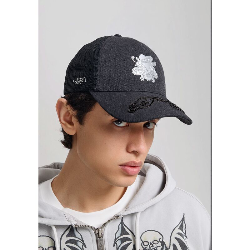 kasketter-buet-sort-snapback-love-kills-slowly-washed-af-ed-hardy