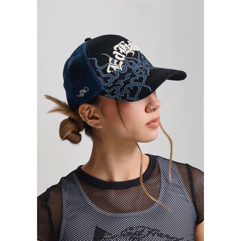 kasketter-buet-sort-snapback-flaming-af-ed-hardy
