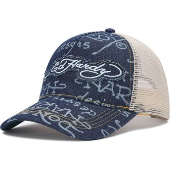 Kasketter buet marineblå snapback Don Denim af Ed Hardy