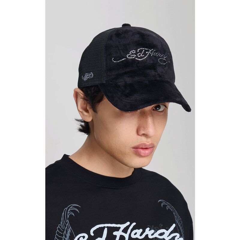 kasketter-buet-sort-snapback-core-silver-diamante-velour-af-ed-hardy