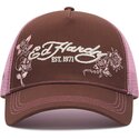 kasketter-buet-brun-snapback-rosa-skull-and-roses-af-ed-hardy