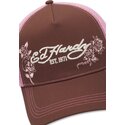kasketter-buet-brun-snapback-rosa-skull-and-roses-af-ed-hardy