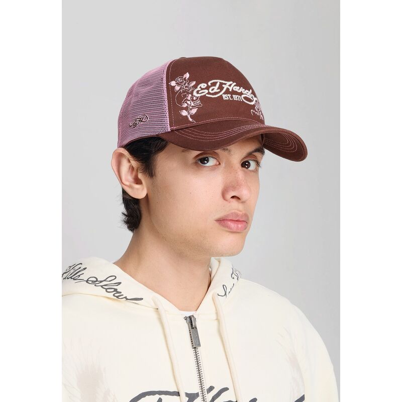 kasketter-buet-brun-snapback-rosa-skull-and-roses-af-ed-hardy