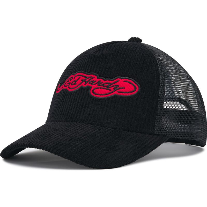 kasketter-buet-sort-snapback-embroidery-applique-cord-af-ed-hardy