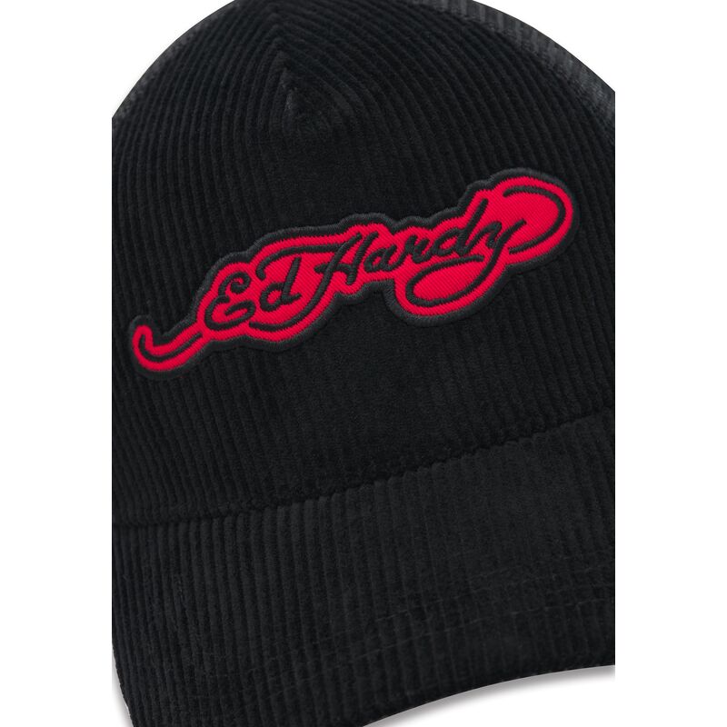 kasketter-buet-sort-snapback-embroidery-applique-cord-af-ed-hardy