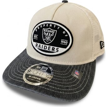 Kasketter buet beige snapback 9FORTY M-Crown A Frame Fray fra Las Vegas Raiders NFL af New Era