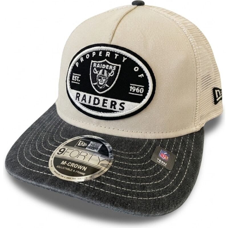kasketter-buet-beige-snapback-9forty-m-crown-a-frame-fray-fra-las-vegas-raiders-nfl-af-new-era