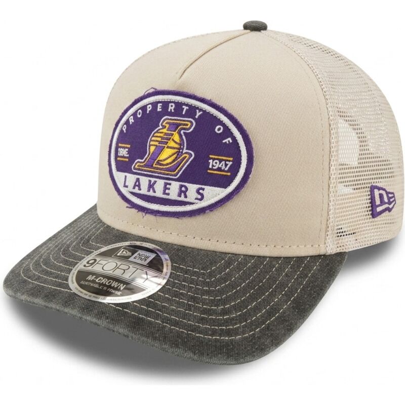 kasketter-buet-beige-snapback-9forty-m-crown-a-frame-fray-fra-los-angeles-lakers-nba-af-new-era